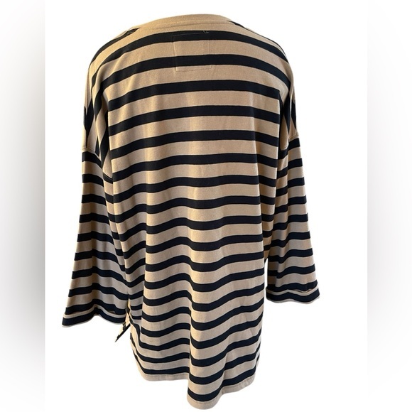 FAT‎ FACE Amari Tan Black Striped Tunic Pockets Pullover Crewneck Size 12 - Picture 3 of 14